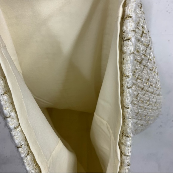 Badgley Mischka Lace And Tweed Gold Metallic Dress Size 8 - Picture 7 of 16